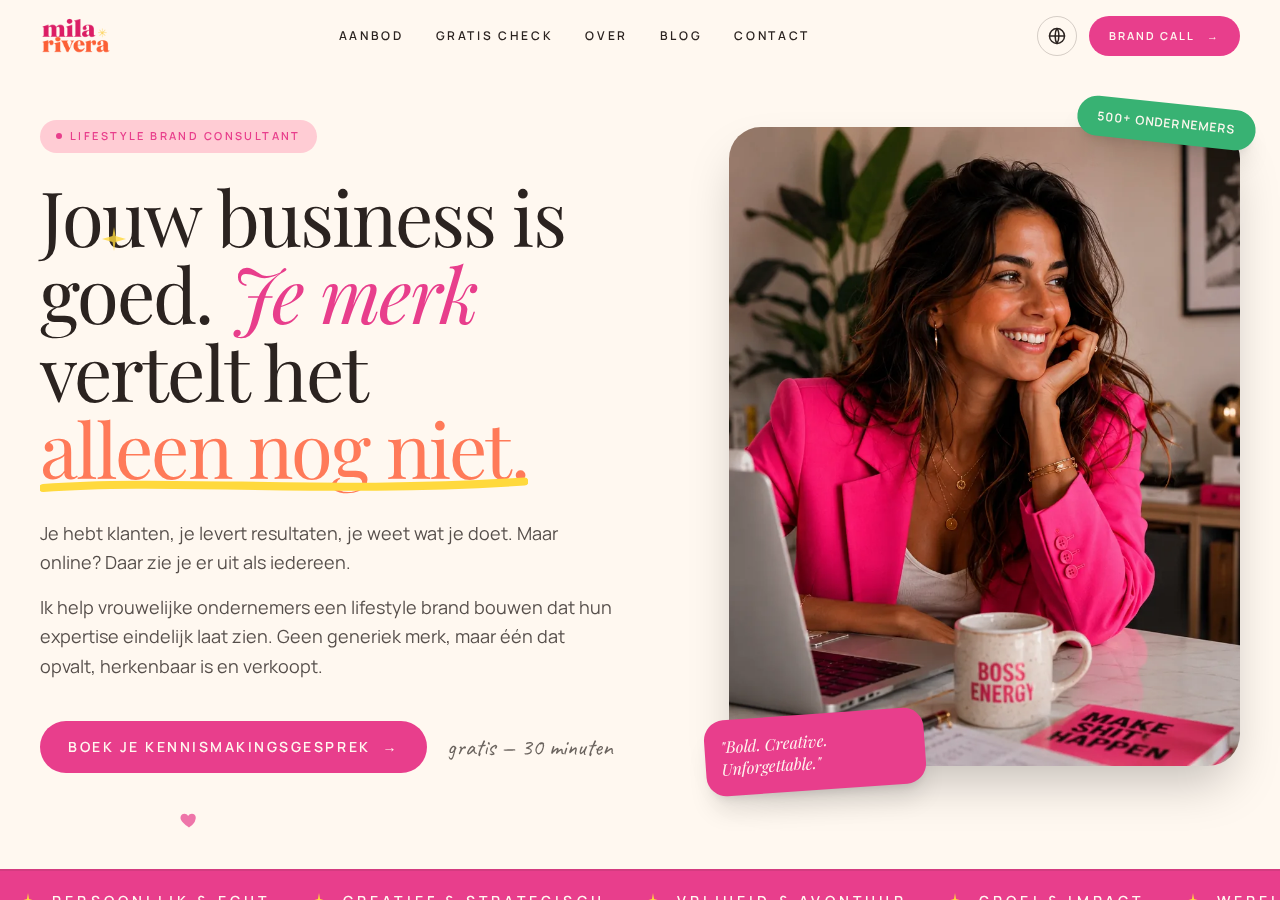 Voorbeeld van een homepage die met deze methode gebouwd is